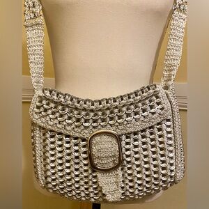 Silver Crochet Women Bag; Handcrafted; silver metal and mesh; NEW